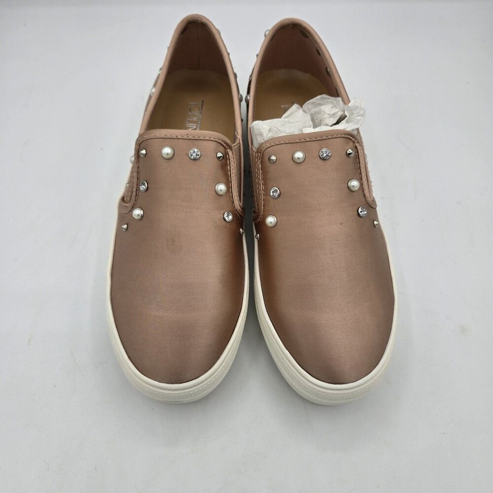 Topline Womens 7.5 Trish Blush Studded Slip On Loafer Shoes Sneakers